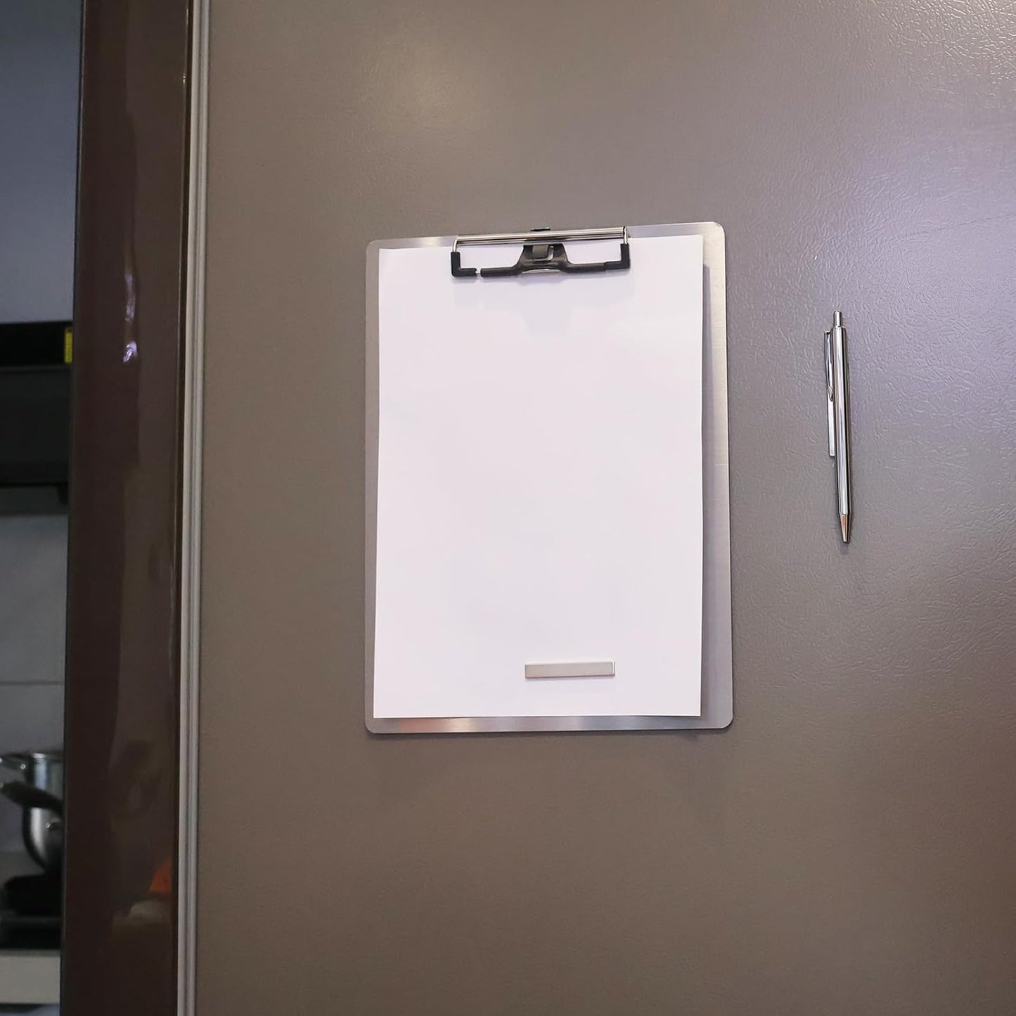 Stainless Steel Magnetic Clipboard with Pen - Multiple Sizes, Magnetic Design, Essential for Office and Home (9.2 x 12.5 Inches)