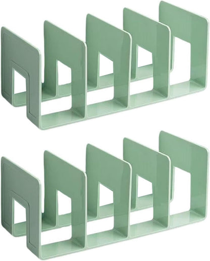 2PCS Acrylic File Organizer for Desk, Desktop Document/Mail Organizer, 4 Compartments Plastics Invisible Bookshelf Floating (12.5" x 5.7" x 5", Green)
