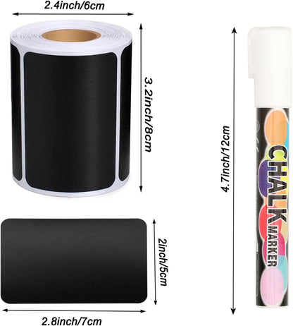 180 pcs Chalkboard Labels Sticker Reusable Blackboard Sticker with White Chalk Marker Waterproof Chalkboard Sticker Rectangle Chalkboard Labels for Containers, Mason Jars, Food Storage