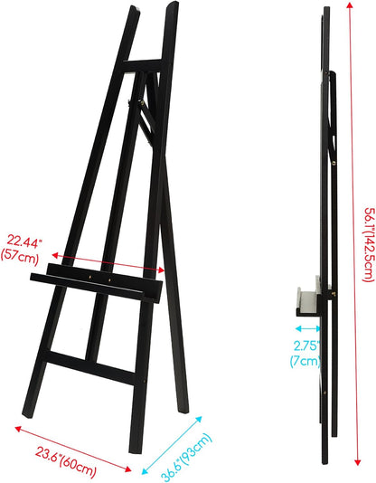 MEEDEN Display Easel Stand for Sign: Adjustable Wooden Stands for Painting - A Frame Art Easel for Canvas up to 60" for Artist Adults Drawing Picture Poster - Black