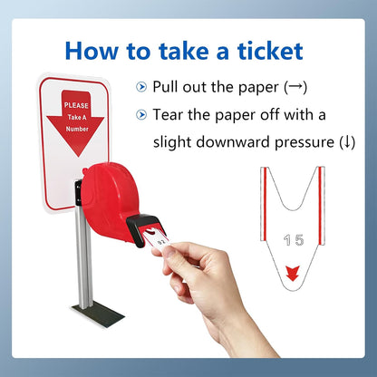 Take a Number System Ticket Machine Ticket Dispenser with Stand and 1 Roll of 2000 Tickets 2-Digits Take a Number Tickets for Queue Call System