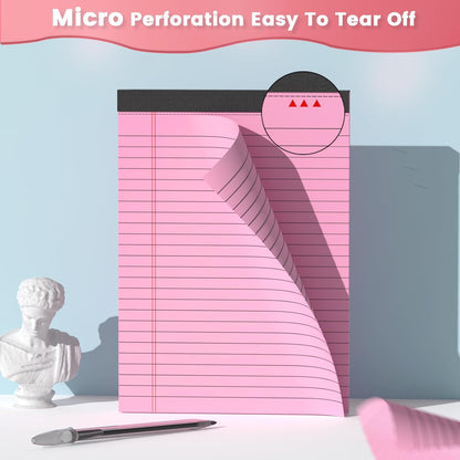 12 Pack Note Pads 5x8, Narrow Ruled Legal Pad Writing Pads 5x8, Multicolor Small Notepads Small Note Pads, 30 Sheet/Notepad, Pink Legal Pad, Purple Notepad,Colored Lined Paper for School,Business,Home