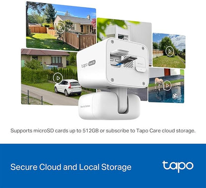 Tapo 2K Dual Lens Pan/Tilt Security Battery Camera Wiress w/Solar Panel, 165° Wide-Angle + 6mm Telephoto, Free Person/Vehicle Detection, 360° Pan, SD/Cloud Storage, Works w/Alexa & Google, C645D KIT