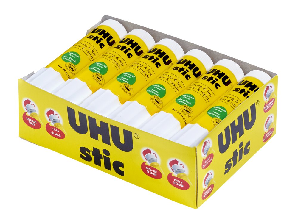 UHU All Purpose Glue Stick 12-Pack - White, Non-Toxic School Supplies, 0.74oz Strong-Bonding Permanent Adhesive, Washable Formula, Screw Cap Prevents Drying, Acid-Free Classroom Glue Sticks