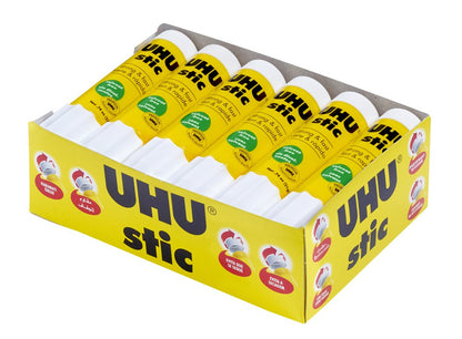 UHU All Purpose Glue Stick 12-Pack - White, Non-Toxic School Supplies, 0.74oz Strong-Bonding Permanent Adhesive, Washable Formula, Screw Cap Prevents Drying, Acid-Free Classroom Glue Sticks