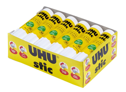 UHU All Purpose Glue Stick 12-Pack - White, Non-Toxic School Supplies, 0.74oz Strong-Bonding Permanent Adhesive, Washable Formula, Screw Cap Prevents Drying, Acid-Free Classroom Glue Sticks