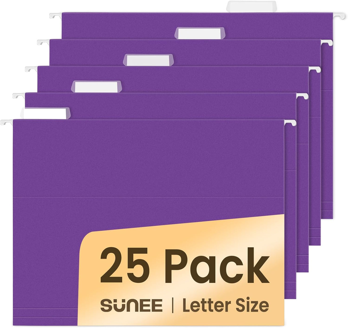 SUNEE 25 Pack Hanging File Folders, Purple Folders, Hanging File Folders Letter Size with 1/5-cut Tabs, Stay Organized for Your Home and Office Bulk File and Documents