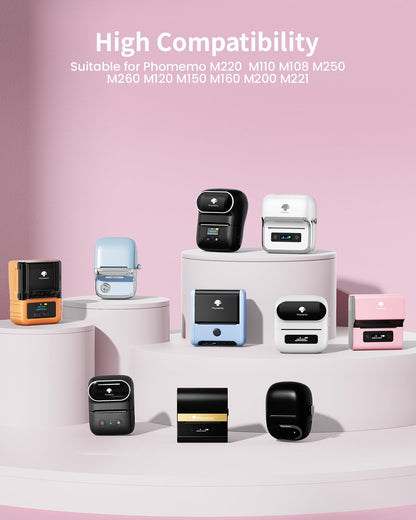 Phomemo M220 Labels,3 Roll Pink Labels for M220 M110 M108 M250 M260 M221 M200 M120 M150 Label Maker,1.57'' x 1.18''(40 x 30mm) Sticker Label for Barcode,Name,Home,Office,School