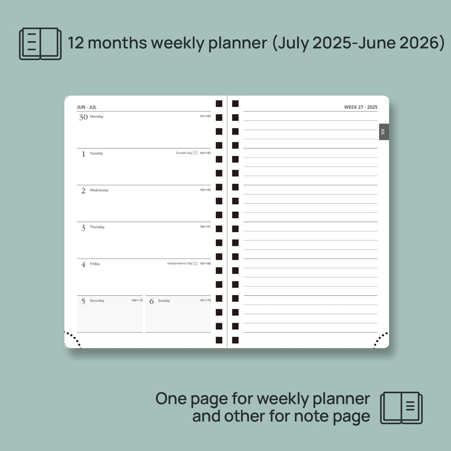 POPRUN Planner 2025-2026 Weekly Notebook (Pocket Size 4''x 6.25''), Small Academic Calendar for Purse with Spiral Soft Cover, Plastic Ruler, Inner Pocket, 100 GSM - Pink