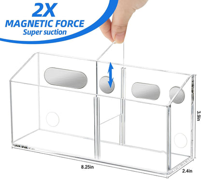 Simetufy Large Magnetic Dry Erase Marker Holder, Magnetic Pen Holder, Whiteboard Marker Holder with Movable Divider for Glass, Fridge & Locker, Non-slip Acrylic Magnetic Marker Holder