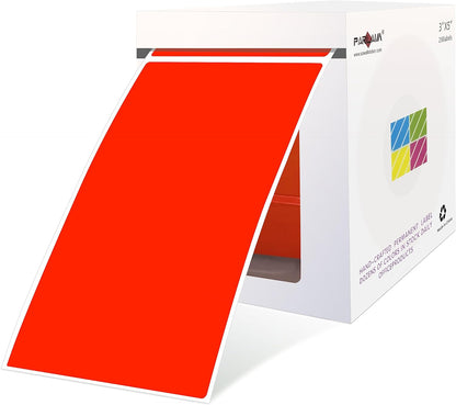 PARLAIM 3" x 5" Rectangle Sticker Labels Adhesive Color Code Stickers, 250PCS Inventory Label Tags for Business, School, Fluorescent Red