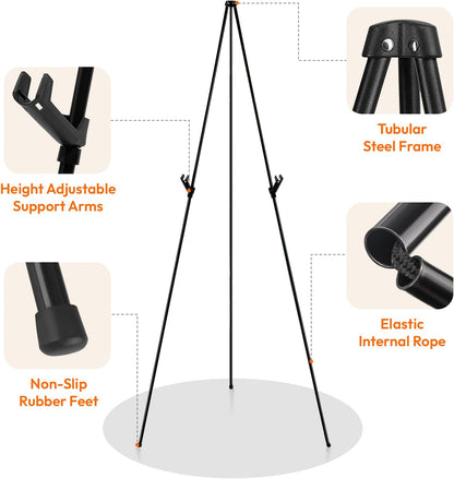 6PCS Black Easel Stand for Wedding Sign Stand, 66 Inch Adjustable Metal Easels for Display, Portable Folding Easel for Wedding, Display Show, Arts, Poster with Portable Bags