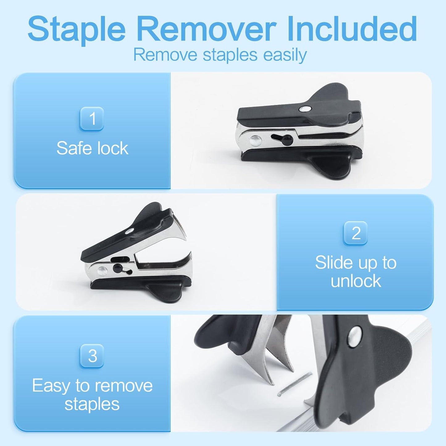 M&G Desktop Stapler with 25 Sheet Capacity, Two Binding Modes, Basic Stapler Set with 1000 Staples and Remover, Durable Staplers for Office School Home (Black)