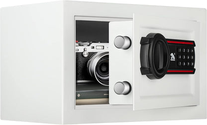 TIGERKING Digital Keypad Safe Box, 0.5 Cubic Feet Small Safe Money Safe Lock Box Cabinet Safes, Solid Alloy Steel Office Hotel Home Mini Safes for Cash Jewelry Documents(White)