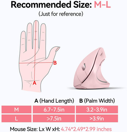 TECKNET Ergonomic Mouse, Wireless Bluetooth Vertical Mouse, 4800 DPI Optical Tracking, 6 Adjustable DPI, Quiet Clicks, 2.4GHz with USB A Receiver, 12 Months Battery, 6 Buttons, Wide Compatibility