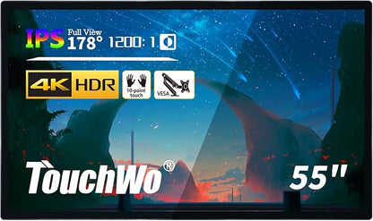 55" Interactive Touchscreen Monitor, Smart Board 4K Display with Wall Mount, Android 14 Smart Touch Screen Presentation Electronic Whiteboard for Office & Classroom, RAM 8G & ROM 128G