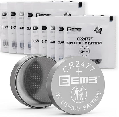EEMB 10 Pack CR2477 Battery 3V Lithium Battery Button Coin Cell Batteries 2477 Battery DL2477, ECR2477 for Electronic Candle, Light, Remote Control, Key Fob, Alarm, Contact Sensor, Smart Devices