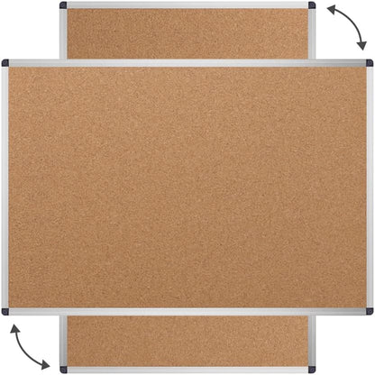 VIZ-PRO Cork Notice Board, 18 X 12 Inches, Cork Bulletin Board with Silver Aluminium Frame