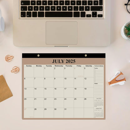 Desk Calendar 2025-2026 - 18 Months Calendar from July 2025 to December 2026, Calendar 2025-2026 with Thick Paper for Office Home School Organizing, 14" X 11", Beige