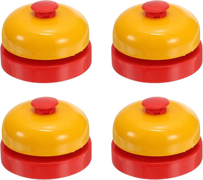 PATIKIL 4 Pcs Desk Call Bell 2.5" Dia with Metal Anti-Rust Construction Yellow/Red