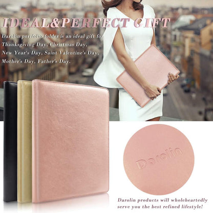 Darolin Business/Resume Padfolio Portfolio Folder with Letter/A4 Size Clipboard, Interview/Conference/Legal Document Organizer, Premium Portfolio Professional Case, Padfolio for Women/Men-Rosegold