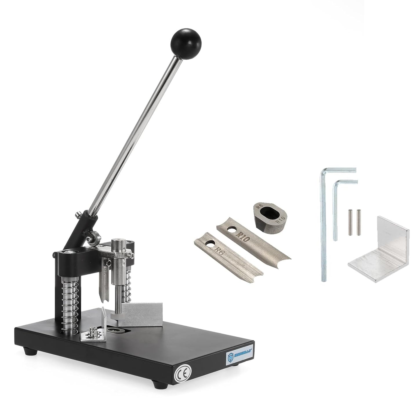 IRONWALLS Corner Rounder Punch Heavy Duty, 1.2”/30mm Thickness Manual Corner Rounder Paper Punch Cutter with R6mm R10mm Interchangeable Dies for Heavy Cardstock, Plastic, Aluminum Sheet