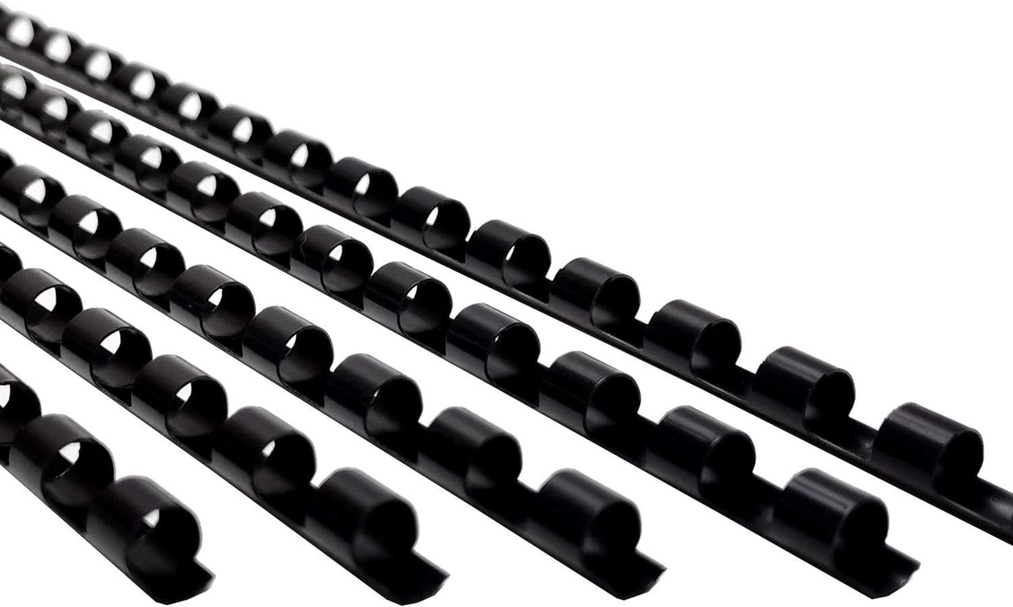 Rayson CR6BK-10305638 Plastic Binding Combs 20-Sheets Capacity, 1/4" Black Comb Binding Spines, 19-Ring, Max. Binding Letter Size Paper (8.5"×11") Box of 100