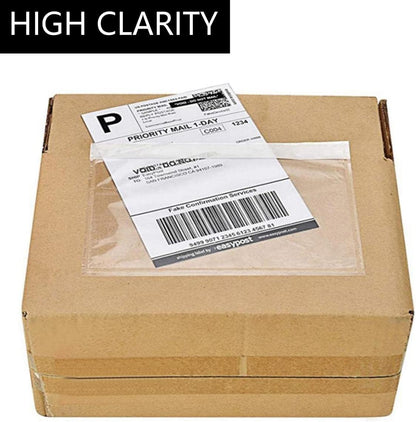 Shipping Labels Sleeves, Packing Slip Envelope Pouches 7.5" x 5.5" Packing List Mailing Envelopes with Clear Self-Adhesive (200 Pack)