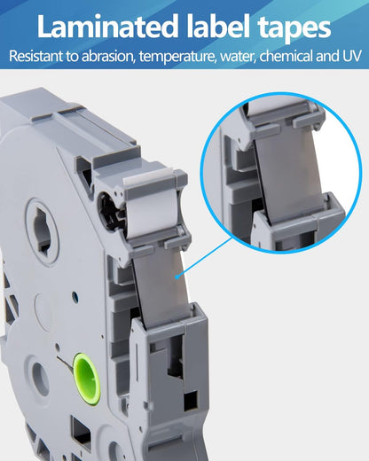 Weemay 3 Pack TZe-221 Compatible for Brother P-Touch Label Tape 9mm 0.35 Laminated White TZe TZ Tape TZ-221 TZ221 TZe221 3/8 Label for PTouch PTD210 PTD220 PTH110BP PTD410 PTD600 Printer