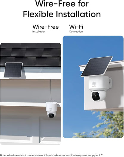 eufy Security SoloCam E30, 2 Pack, Security Cameras Wireless Outdoor, Solar Camera Outdoor Wireless, 360° Pan, AI Tracking, 2K Clarity, HomeBase S380 Compatible, No Monthly Fee (Renewed)