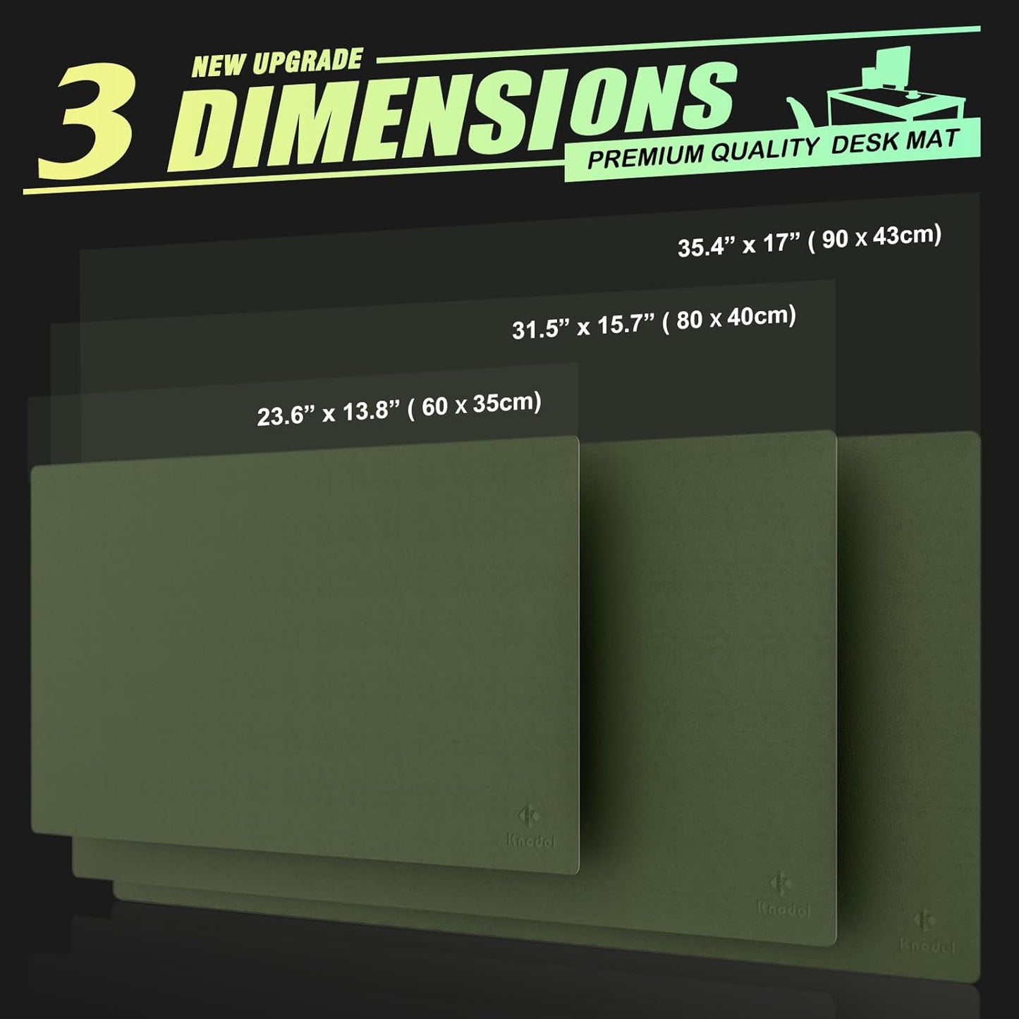 K KNODEL Small Office Leather Desk Mat, Mouse and Keyboard Pad, Computer and Laptop Mat, Desktop Protector and Cover, Writing Pad and Blotter (23.6"x13.8", Dark Green)