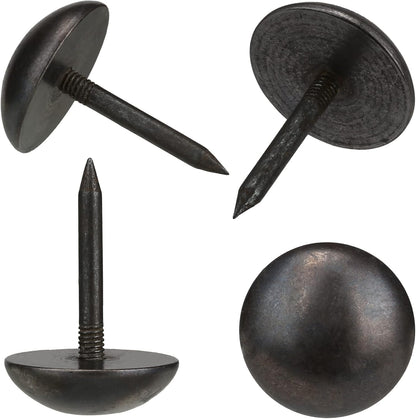 Retro Solid Pure Brass Tacks as Antique Upholstery Nails for Furniture, Decorative Push Pins for Wood,Carpet Tacks,Hardware Tacks,Cap Nails,Thumb Tacks，Brass Fasteners（7/10",18mm Black Color,10 Pcs)