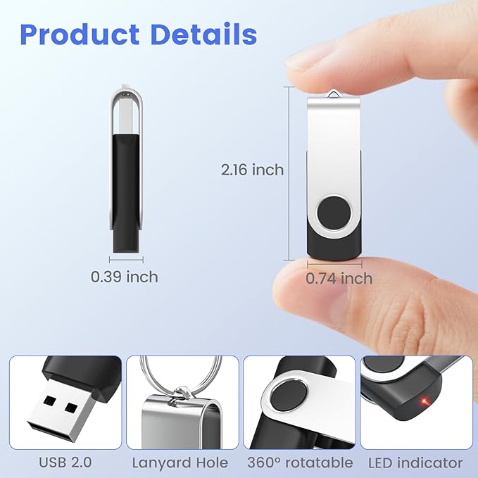 ABLAZE Flash Drives 4GB 20 Pack, USB 2.0 Thumb Drive Bulk with Lanyards Swivel Memory Stick U Disk 4GB Pendrive USB Pack (Mixcolors)