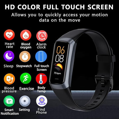 Fitness Tracker with 24/7 Blood Oxygen Heart Rate and Sleep Monitor,IP68 Waterproof,1.10''AMOLED Touch Color Screen,Step Counter Health Activity Trackers for Women Men (Black)
