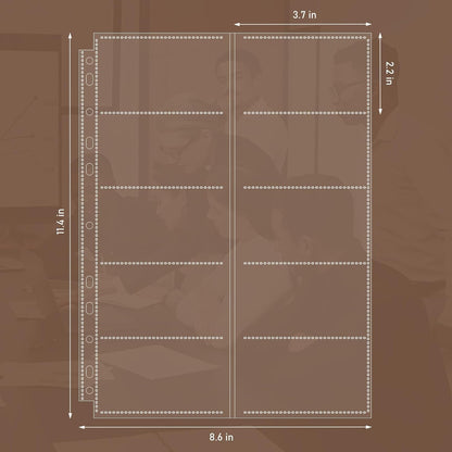 30 Pack 600 Pockets Business Card Sleeves Binder Sheets, Ultra-Clear Business Card Pages for 2/3/4 Ring Binder, Double Sided 10 Pocket Credit Card Pages