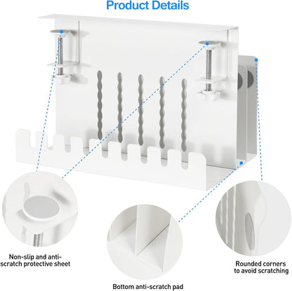MAXECHO Desk Side Storage, Under Desk Laptop Mount, Table Side Hanging File Organizer, No Drill Clamp On Cable Management Tray, Laptop Holder with Magnetic Pen Holder for Office and Home, Load 22 Lbs