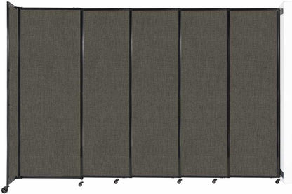 Wall-Mounted Sliding StraightWall Room Divider | Adjustable Widths | Locking Wheels | Room Separator | Up to 11'3" Wide x 7'6" Tall Mocha Fabric Panels