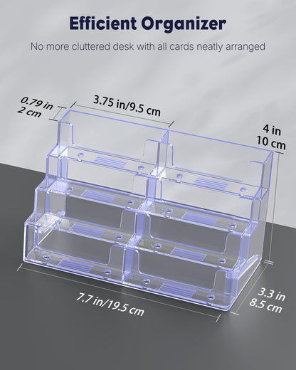 Uniclife 2 Pack Acrylic Business Card Holder for Desk 8 Slots Clear Business Card Display Stand for Men & Women Desktop Business Card Organizer Card Stand for Office Home Exhibition, 480 Card Capacity