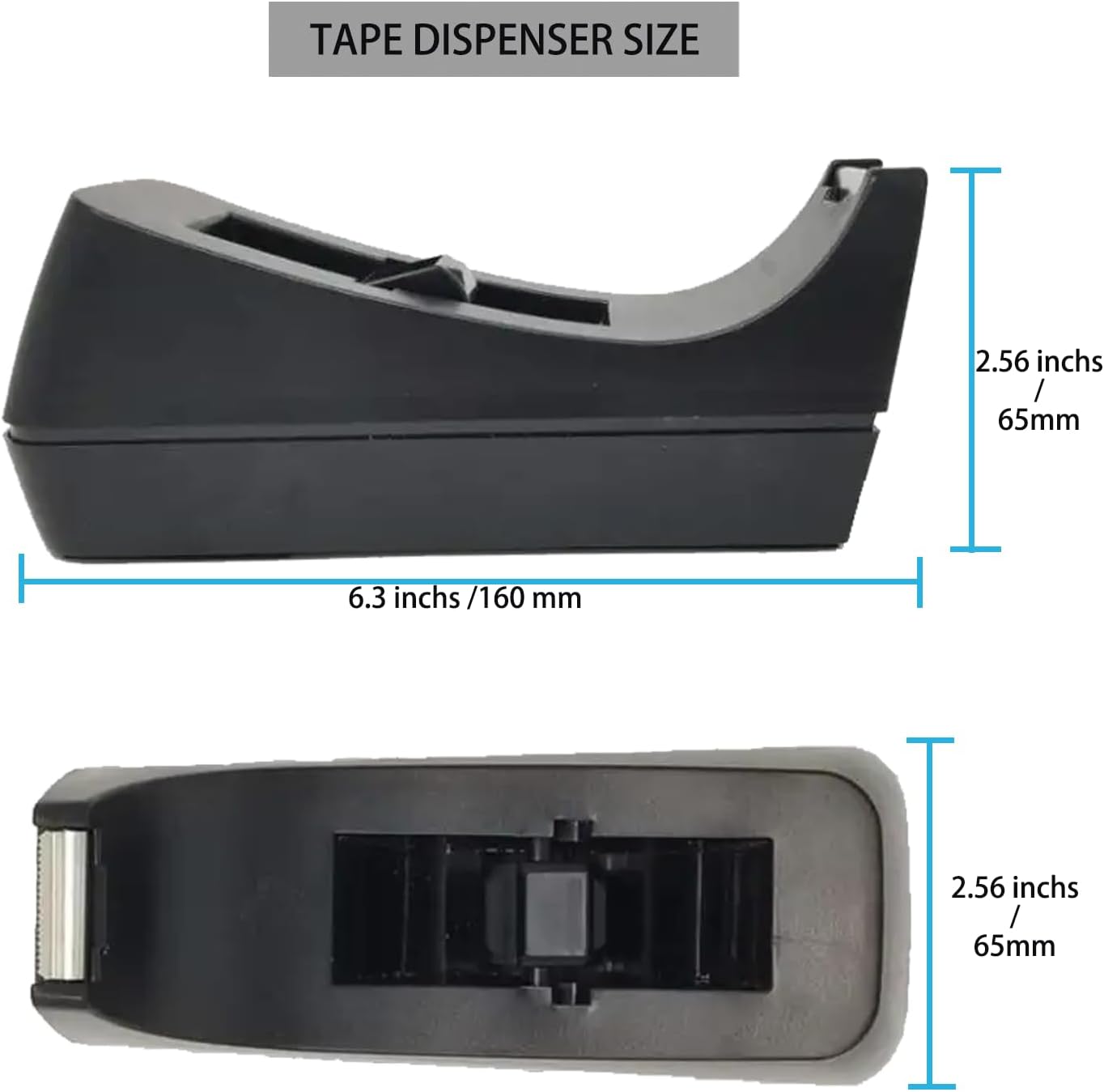 Transparent Tape with Dispenser 6 Pack Tape Dispensers Desk unweighted Non Skid Base Desktop Dispenser Bulk for Office Home School