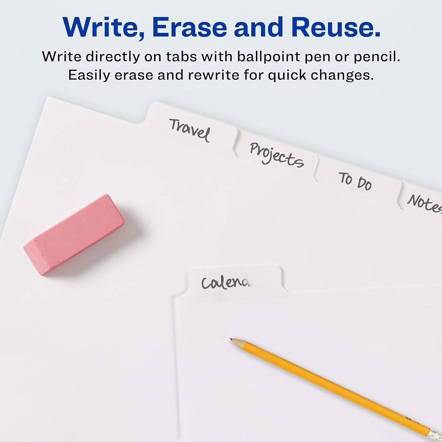 Avery Big Tab Write & Erase Dividers for 3 Ring Binders, 5-Tab Sets, 6 Binder Divider Sets (33075)