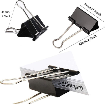 Large Binder Clips 1.6 Inch (60 Pack), Big Binder Clips for Office and Home Supplies, Black