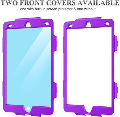 SEYMAC stock Case for iPad 9th/ 8th/ 7th Generation 10.2'', Shockproof with Screen Protector, Pencil Holder [360° Rotating Hand Strap] & Stand, for iPad 10.2 inch 2021-2019 (Purple+Black)