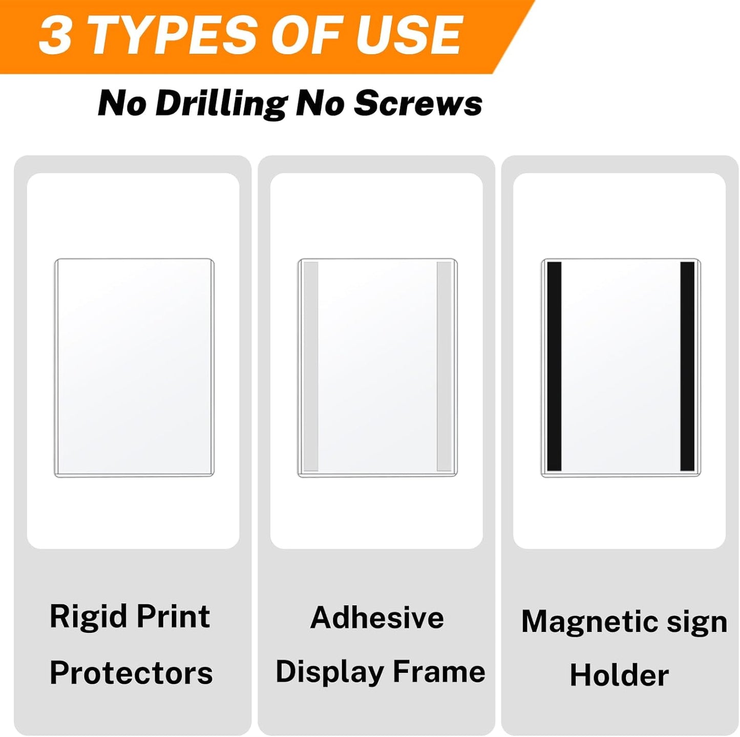 Magnetic Wall Sign Holder 8.5x11 10 Pack, Clear Rigid Plastic Sign Holders with Magnet Strips and Adhesive Strips for Office/Restaurant Door/Display Window Poster/Document