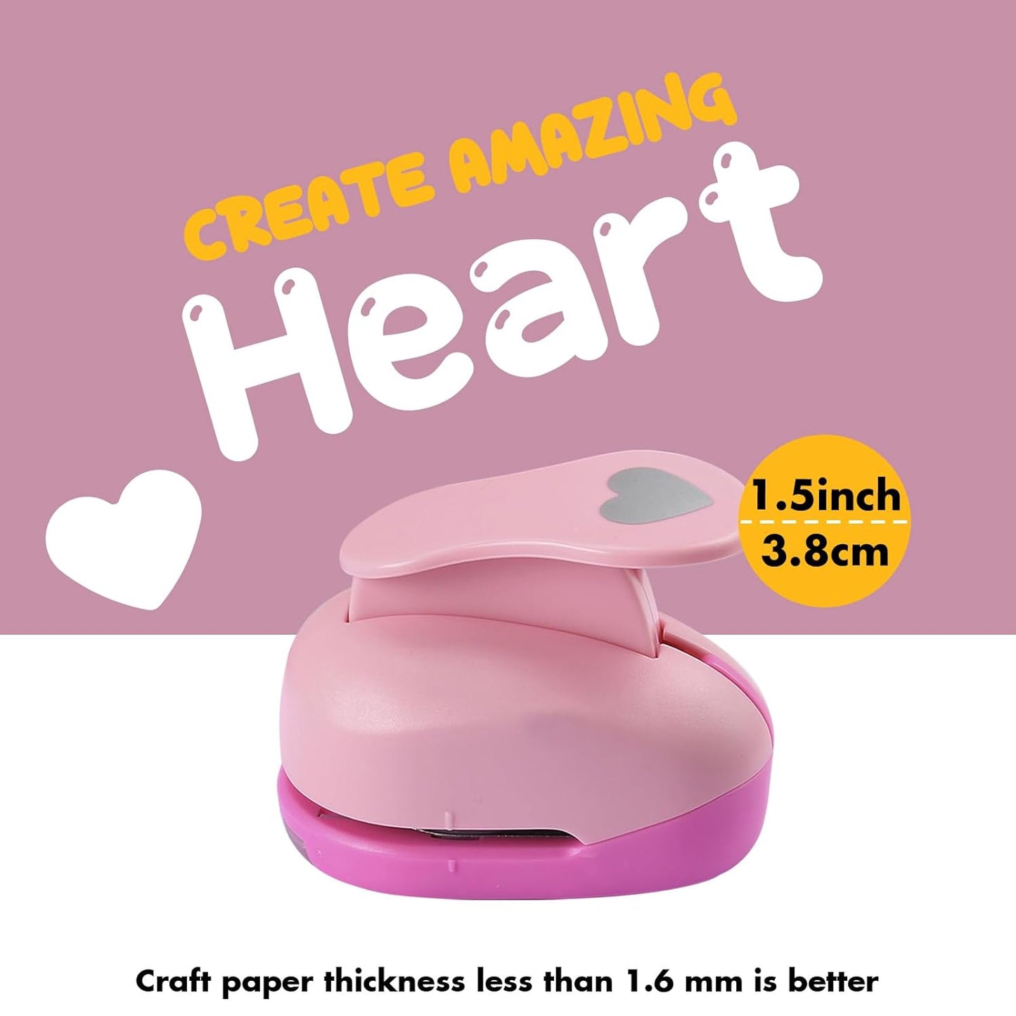 LOONENG 1.5 Inch Heart Paper Punch - High Precision Design for Romantic Heart Patterns - Ideal for Scrapbooking, Card Making, DIY Photo Albums, Gift Tags, Homemade Confetti