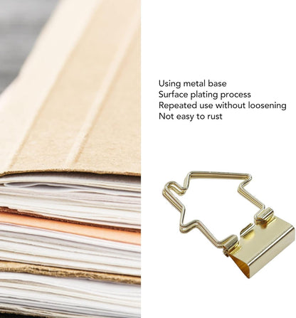 15Pcs Clips, Small Paper Clamps Metal Paper Clips Stationery Photo File Picture Bag Clip Clamp for Office Home House Shaped Handle