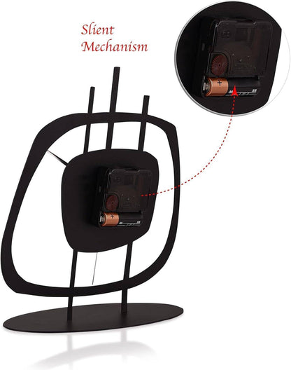 Table Clock for Living Room Office, Bedside, Kitchen | Silent Running Night Shelf Analog Desk Clock with 8 x 9 inch Size | Decorative Table Clocks