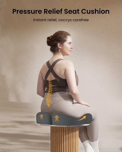 ProtoArc Extra Large Seat Cushions for Office Chairs, Ergonomic Memory Foam Seat Cushion for Home, Extra Cover, Car Seat Cushions for Driving, Pressure Relief Pad for Sciatica - Dark Gray