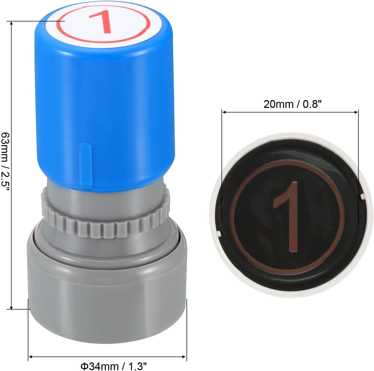 PATIKIL Number Stamps Self Inking, Numeral 1 Number Stamp Teacher Stamp Initial Stamp Ink Stamp for Class Notebook Scrapbooking DIY Craft Style 2, Red Ink