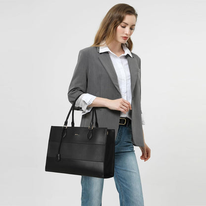 Keyli 3pc Sets Laptop Bag for Women,15.6 Inch Work Tote Bags Waterproof Leather Business Computer Briefcase Shoulder Handbag