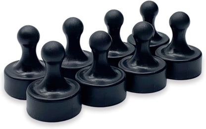 GLASSBOARD STUDIO Powerful Neodymium Magnets, Pawn-Shaped - Strong Fridge/Refrigerator and Whiteboard Magnet, Ideal for Office, Kitchen, Crafts - Rare Earth, Heavy Duty (8, Black)